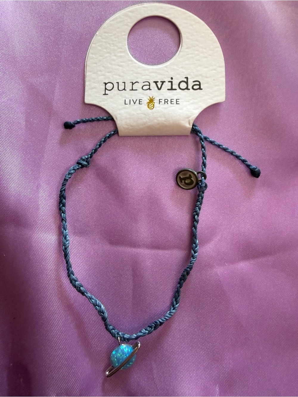 Pura Vida Blue Braided Planet Charm Bracelet